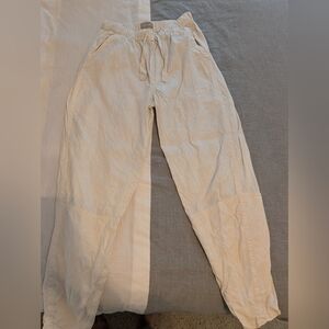 The Linen Pull-On Barrel Pant in Bone in Size S Women's